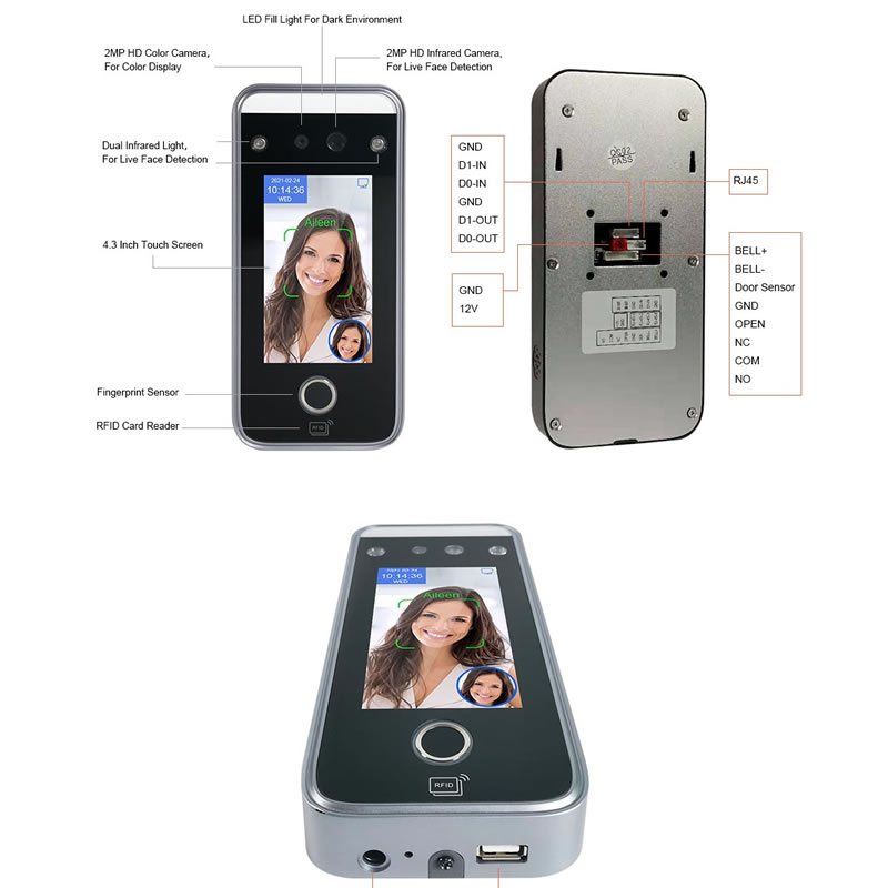 AI06F Dynamic Facial and Fingerprint Recognition Access Control System Terminal